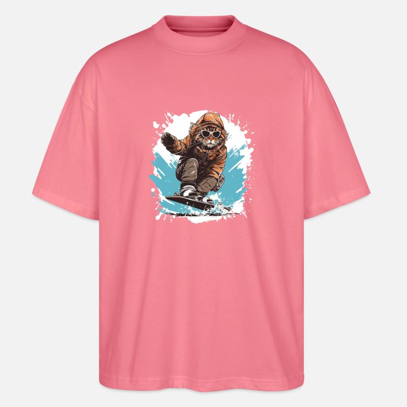 Planche à neige pour chat - T-shirt bio Blaster 2.0 coupe oversize Stanley/Stella Unisexe - rose 