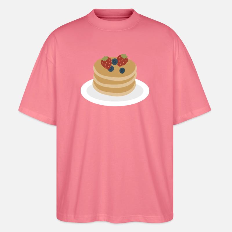 Berry Pancake Stack Artwork - Stanley/Stella Oversized Unisex Organic T-shirt Blaster 2.0 - pink joy