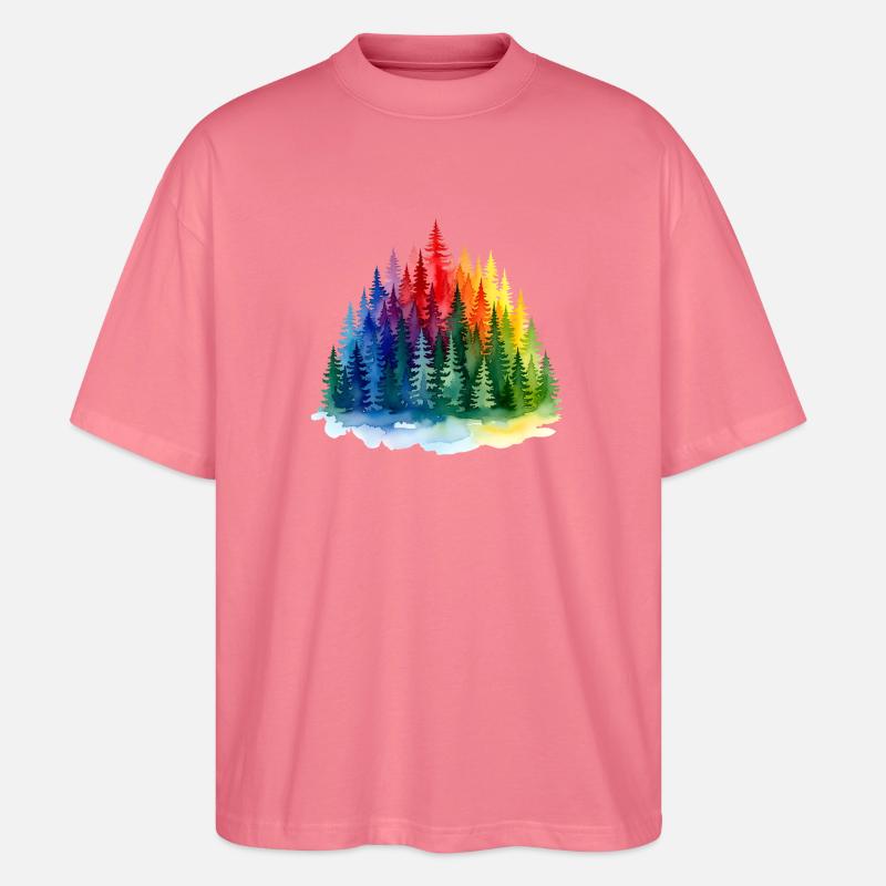 Regenbogenwald Silhouette Rainbow forest - Stanley/Stella Oversized Unisex Bio T-Shirt Blaster 2.0 - Pink 