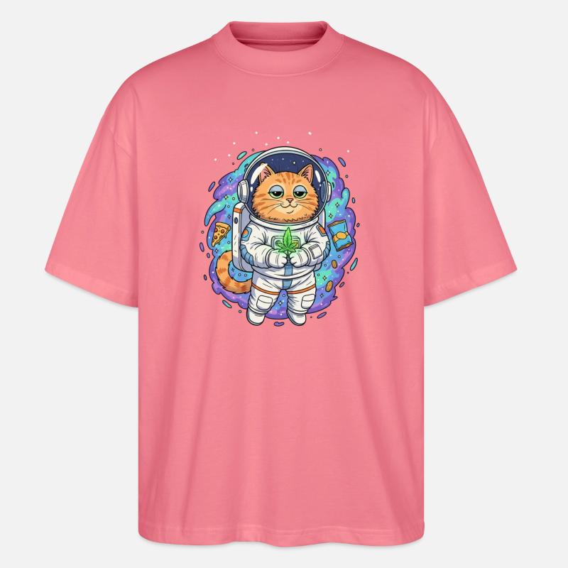 Chat Épaveuse de l’Espace - T-shirt bio Blaster 2.0 coupe oversize Stanley/Stella Unisexe - rose 