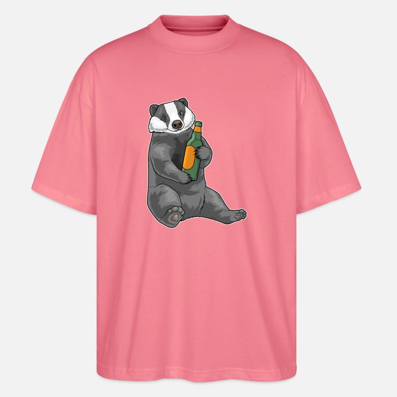 Dachs Flasche Bier - Stanley/Stella Oversized Unisex Bio T-Shirt Blaster 2.0 - Pink 