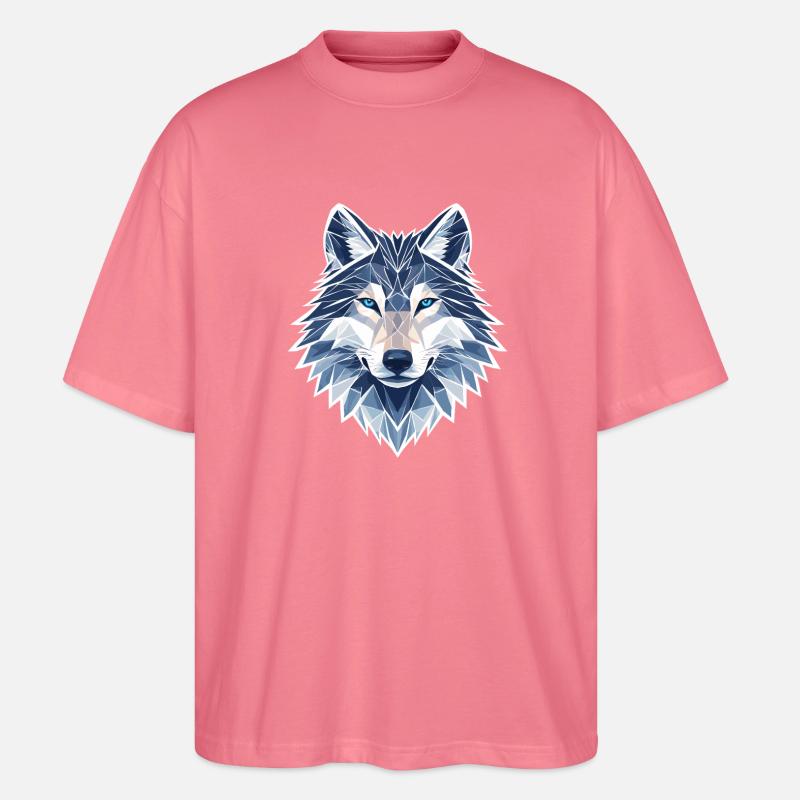 Geometrischer Wolf - Moderner Geometrischer Wolf  - Stanley/Stella Oversized Unisex Bio T-Shirt Blaster 2.0 - Pink 