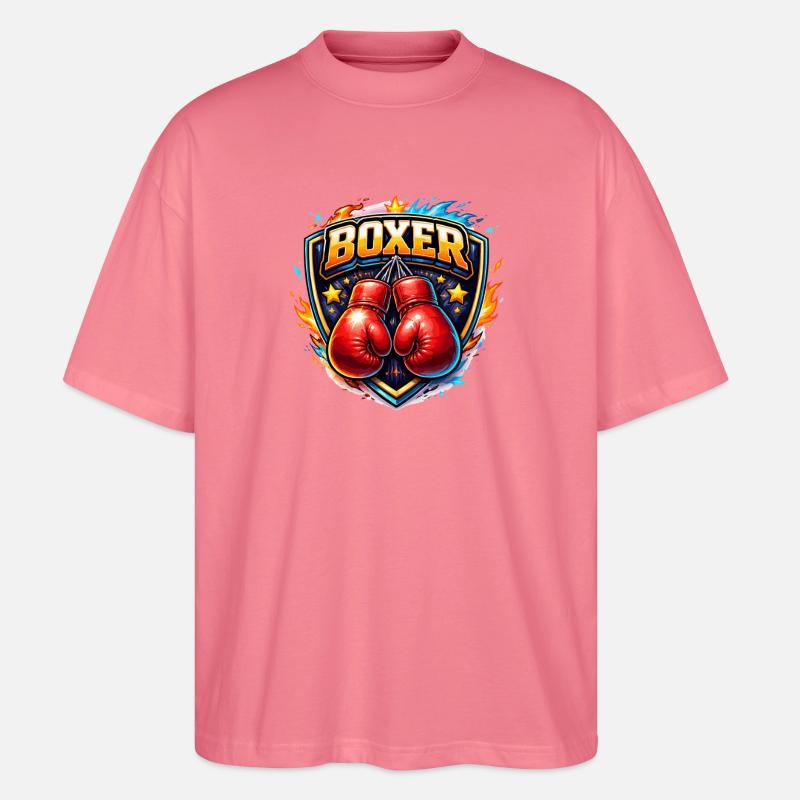 Logo de boxe combative avec gants - T-shirt bio Blaster 2.0 coupe oversize Stanley/Stella Unisexe - rose 