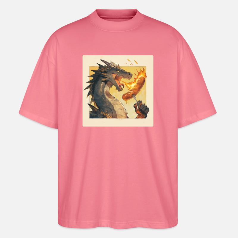 Drache grillt Bratwurst - Stanley/Stella Oversized Unisex Bio T-Shirt Blaster 2.0 - Pink