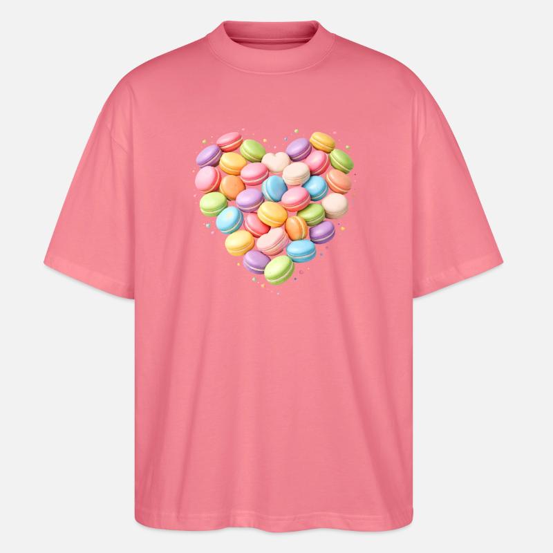 Macarons Herz Pastell Design  - Stanley/Stella Oversized Unisex Bio T-Shirt Blaster 2.0 - Pink 