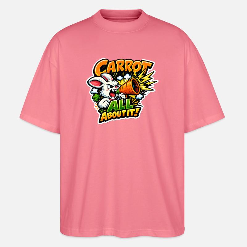 Lapin Mégaphone Carotte – Style Comic - T-shirt bio Blaster 2.0 coupe oversize Stanley/Stella Unisexe - rose