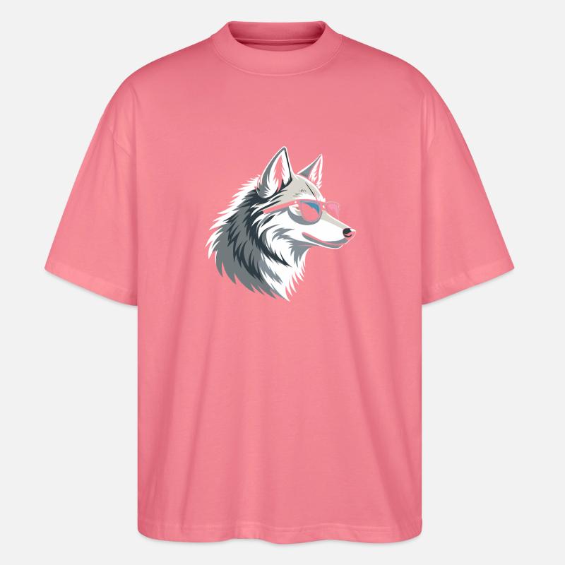 Wolf mit Brille im eisigen Stil - Stanley/Stella Oversized Unisex Bio T-Shirt Blaster 2.0 - Pink 