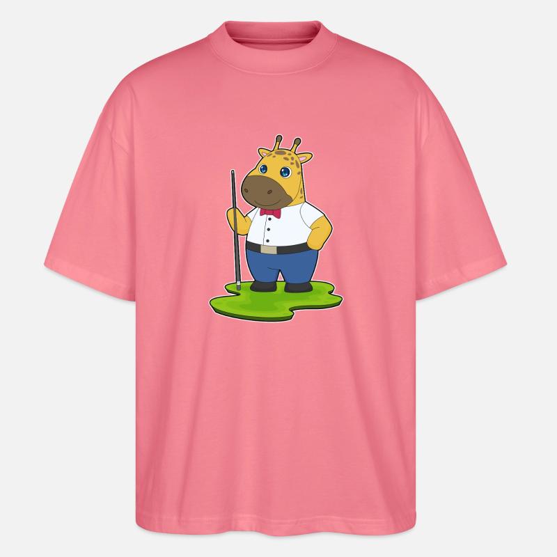 Giraffe Billiard Queue Sport - Stanley/Stella Oversized Unisex Bio T-Shirt Blaster 2.0 - Pink 