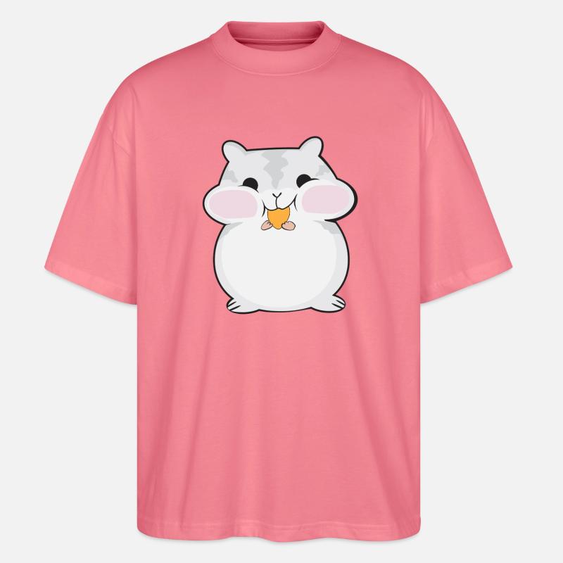 Dessin animé de hamster dodu mignon - T-shirt bio Blaster 2.0 coupe oversize Stanley/Stella Unisexe - rose 