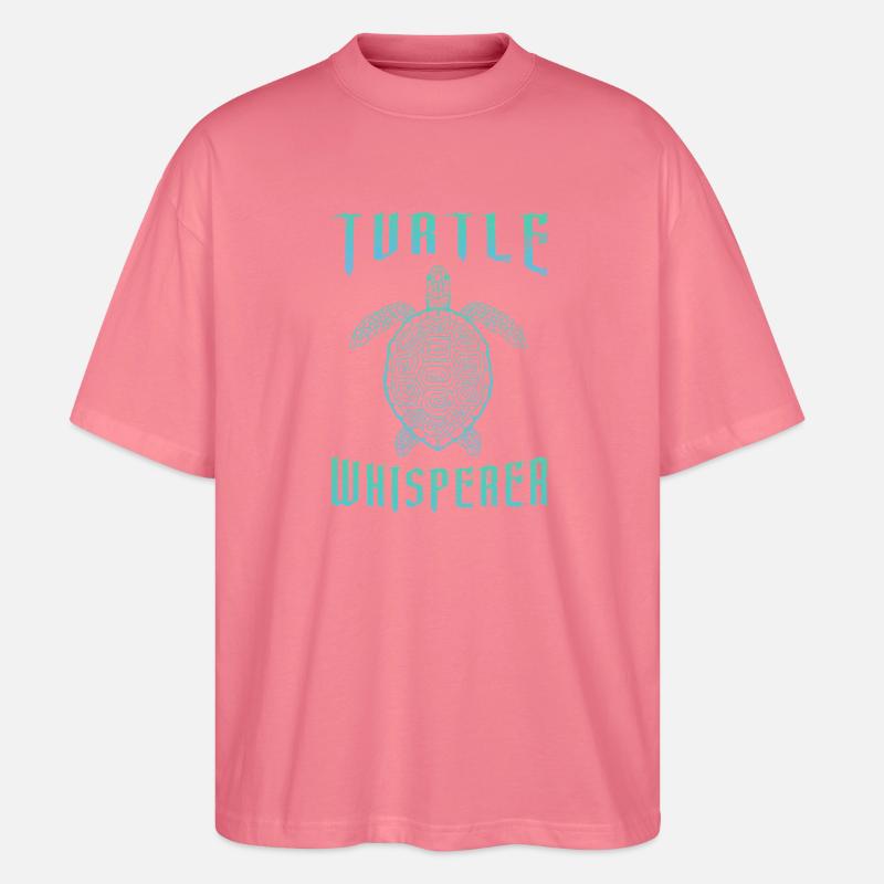 Turtle Whisperer Sea Turtle Teal Gradient Graphic - Stanley/Stella Oversized Unisex Organic T-shirt Blaster 2.0 - pink joy