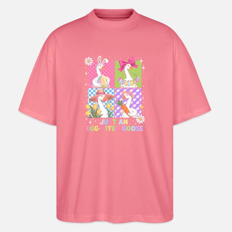 Eierfreudige Gans im Vier Panel - Stanley/Stella Oversized Unisex Bio T-Shirt Blaster 2.0 - Pink 