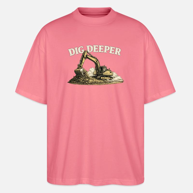 Dig Deeper Bagger Baustelle Baumaschine - Stanley/Stella Oversized Unisex Bio T-Shirt Blaster 2.0 - Pink