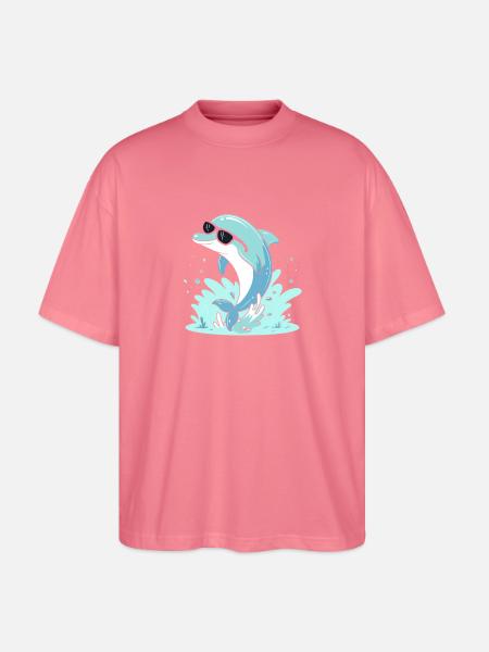 Delfin-Sommer-Pinkbrille - Stanley/Stella Oversized Unisex Bio T-Shirt Blaster 2.0 - Pink 
