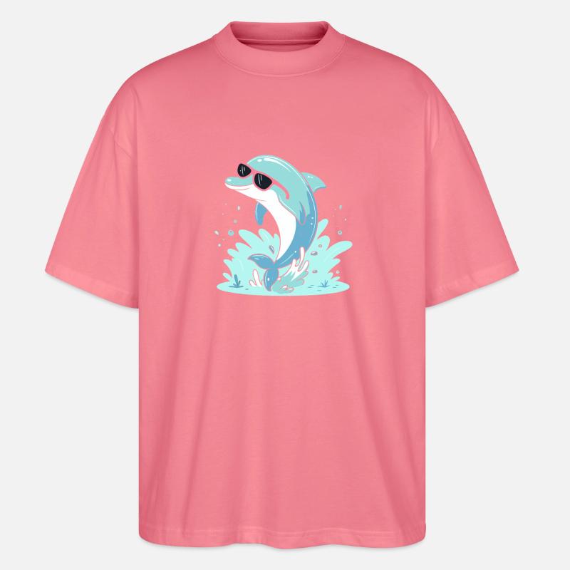 Dolphin Summer Pink Glasses - Stanley/Stella Oversized Unisex Organic T-shirt Blaster 2.0 - pink joy 