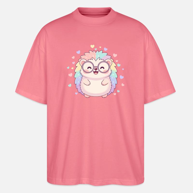 Pastell-Igel mit Brille und Herzen - Stanley/Stella Oversized Unisex Bio T-Shirt Blaster 2.0 - Pink