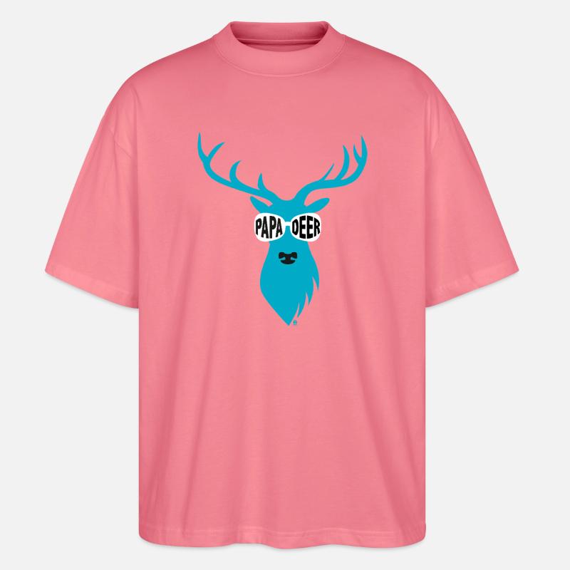 Papa-Hirsch mit Sonnenbrille - türkis - Stanley/Stella Oversized Unisex Bio T-Shirt Blaster 2.0 - Pink 