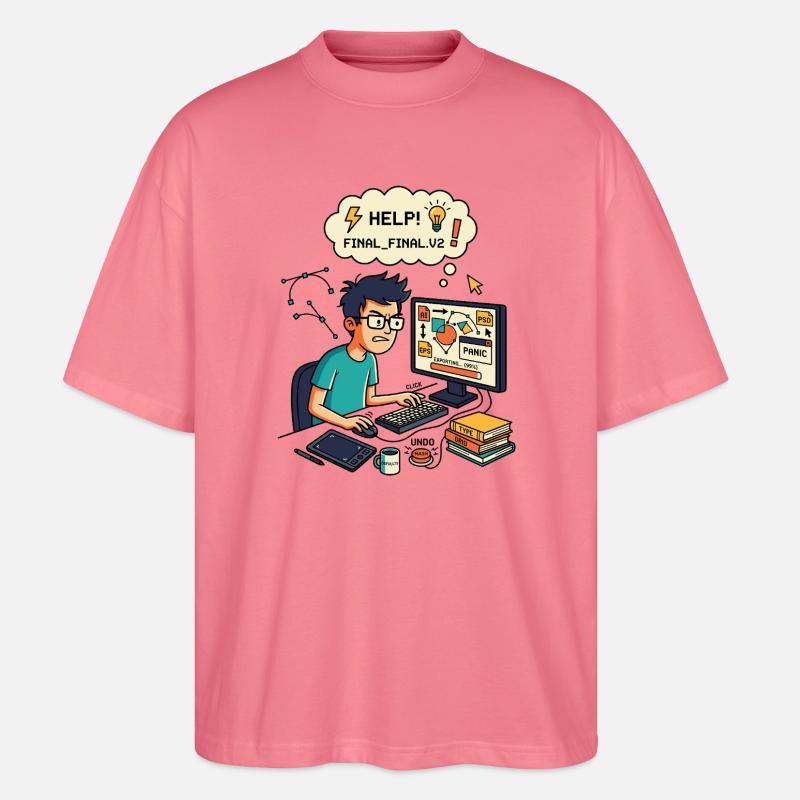 Graphic Designer Chaos Export Panic - Stanley/Stella Oversized Unisex Bio T-Shirt Blaster 2.0 - Pink 