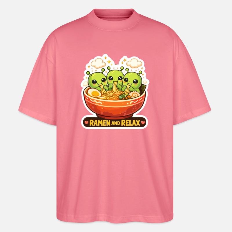 Ramen und Relax Aliens - Stanley/Stella Oversized Unisex Bio T-Shirt Blaster 2.0 - Pink 