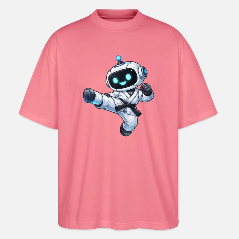 Kampfroboter im Karate-Gi - Stanley/Stella Oversized Unisex Bio T-Shirt Blaster 2.0 - Pink 
