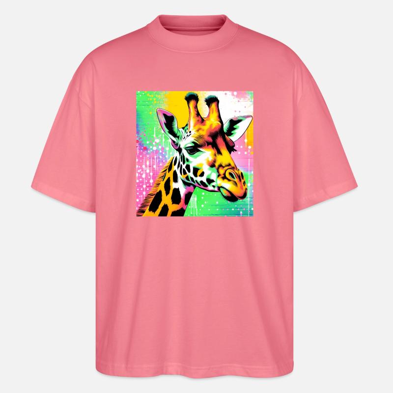 Giraffe - Stanley/Stella Oversized Unisex Bio T-Shirt Blaster 2.0 - Pink 