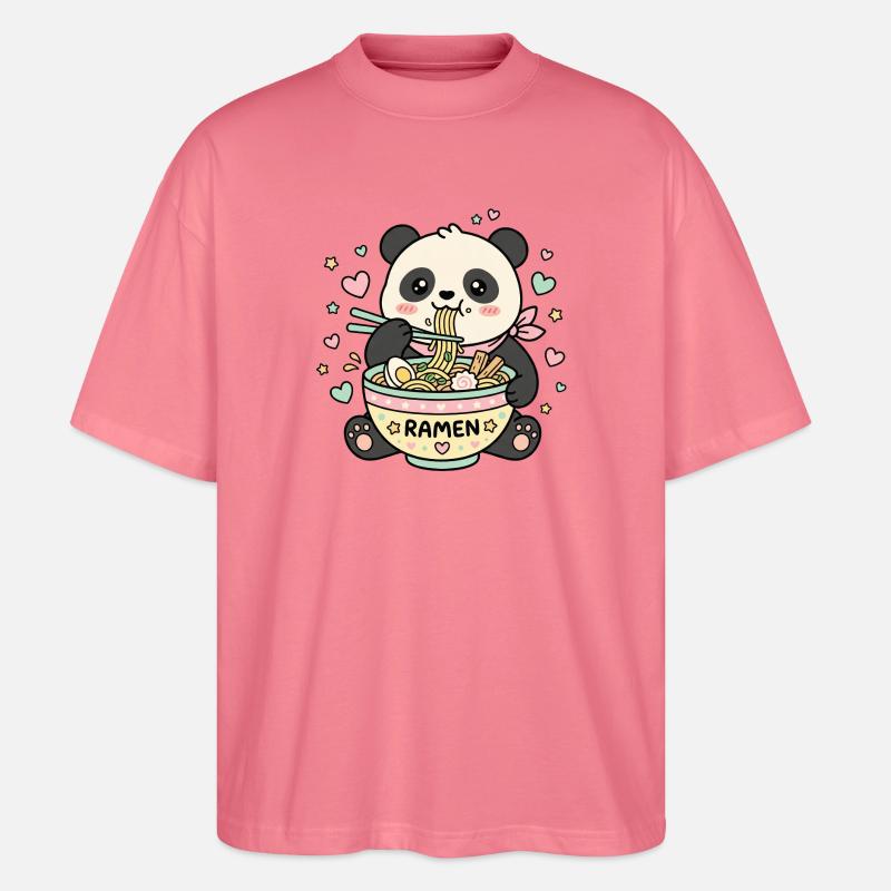 Kawaii Panda Ramen - Stanley/Stella Oversized Unisex Bio T-Shirt Blaster 2.0 - Pink 