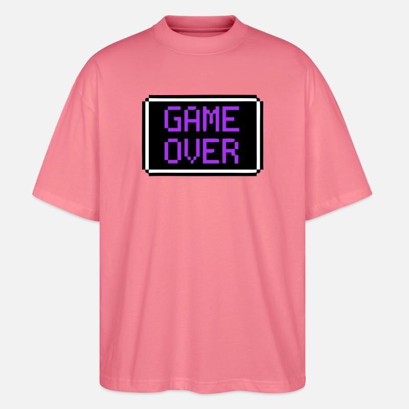 Game Over Shield Rétro Gamer - T-shirt bio Blaster 2.0 coupe oversize Stanley/Stella Unisexe - rose