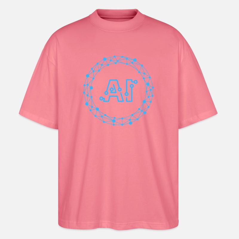 Futuristic AI Data Network Symbol - Stanley/Stella Oversized Unisex Organic T-shirt Blaster 2.0 - pink joy