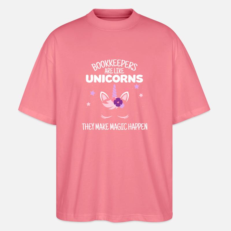 Buchhalter wie Einhörner machen Magie - Stanley/Stella Oversized Unisex Bio T-Shirt Blaster 2.0 - Pink 