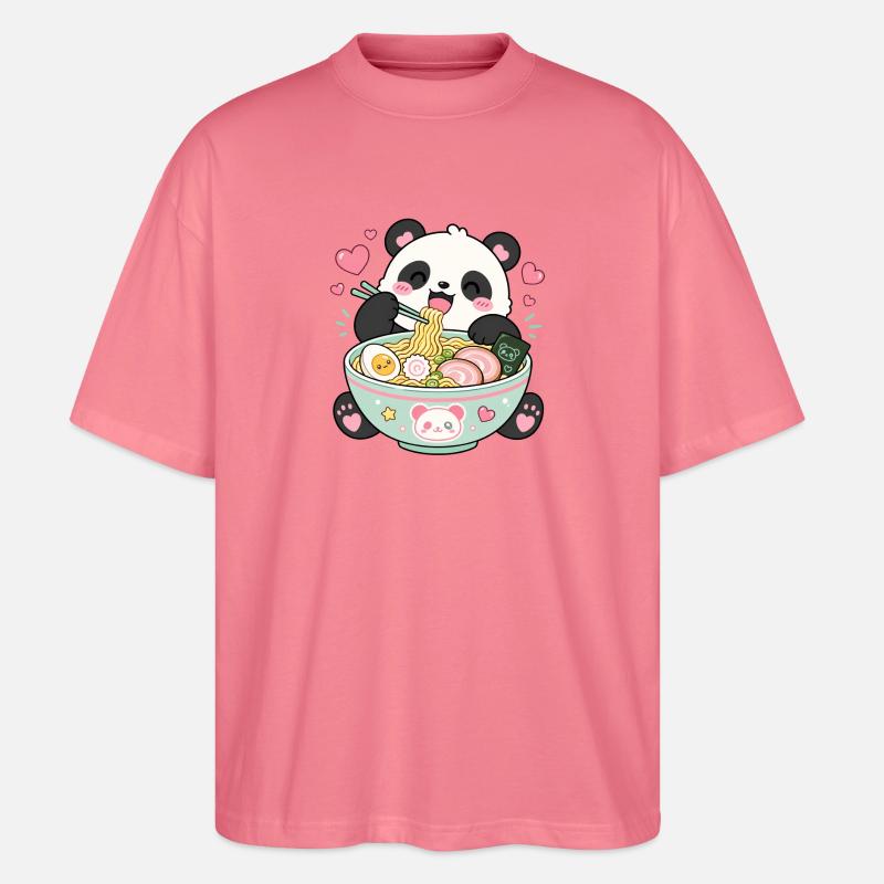 Kawaii Panda Ramen - Stanley/Stella Oversized Unisex Bio T-Shirt Blaster 2.0 - Pink