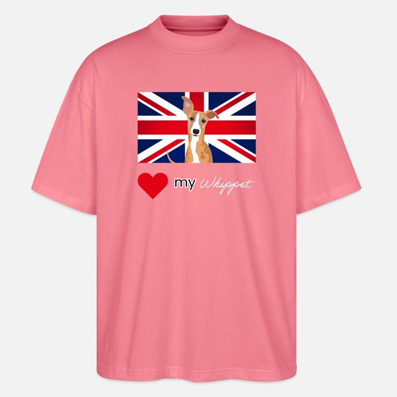 LUVMYWHIPPET (Weißer Text, Lebendig) - Stanley/Stella Oversized Unisex Bio T-Shirt Blaster 2.0 - Pink