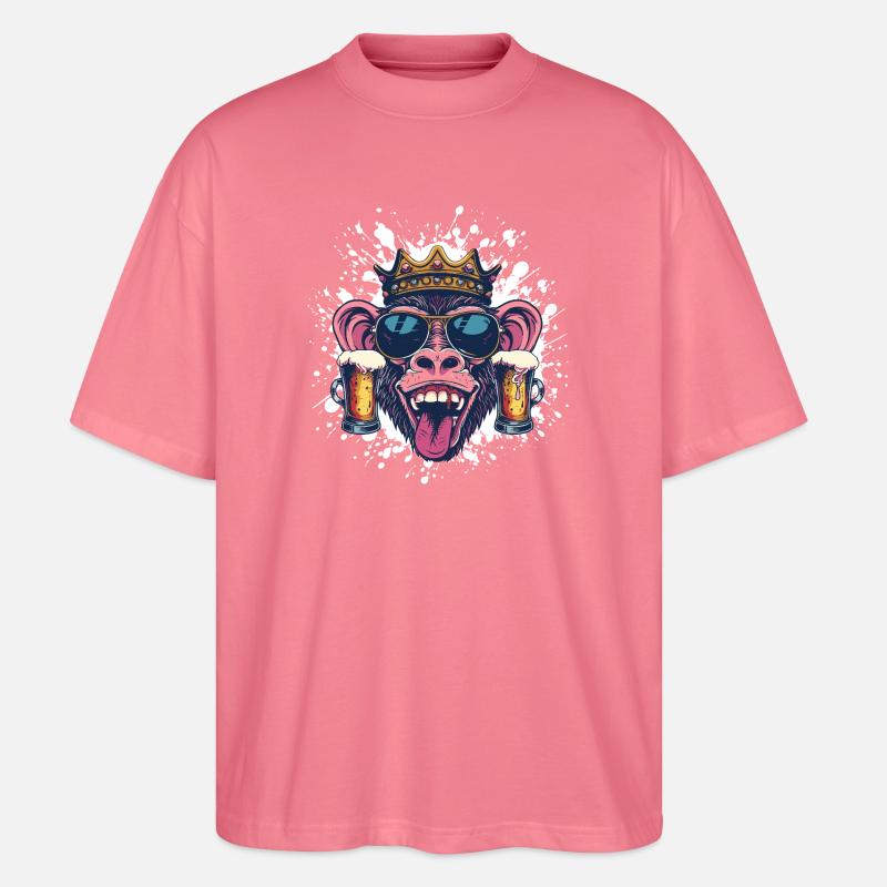 Monkey Beer Funny - Stanley/Stella Oversized Unisex Organic T-shirt Blaster 2.0 - pink joy 