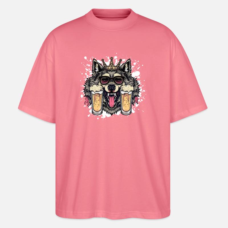 Wolf Bier Lustig - Stanley/Stella Oversized Unisex Bio T-Shirt Blaster 2.0 - Pink