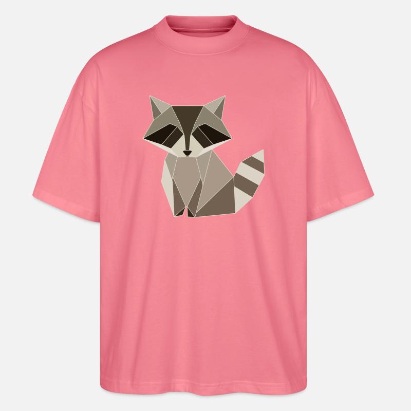 Waschbär Polygon Geometrie Design  - Stanley/Stella Oversized Unisex Bio T-Shirt Blaster 2.0 - Pink 