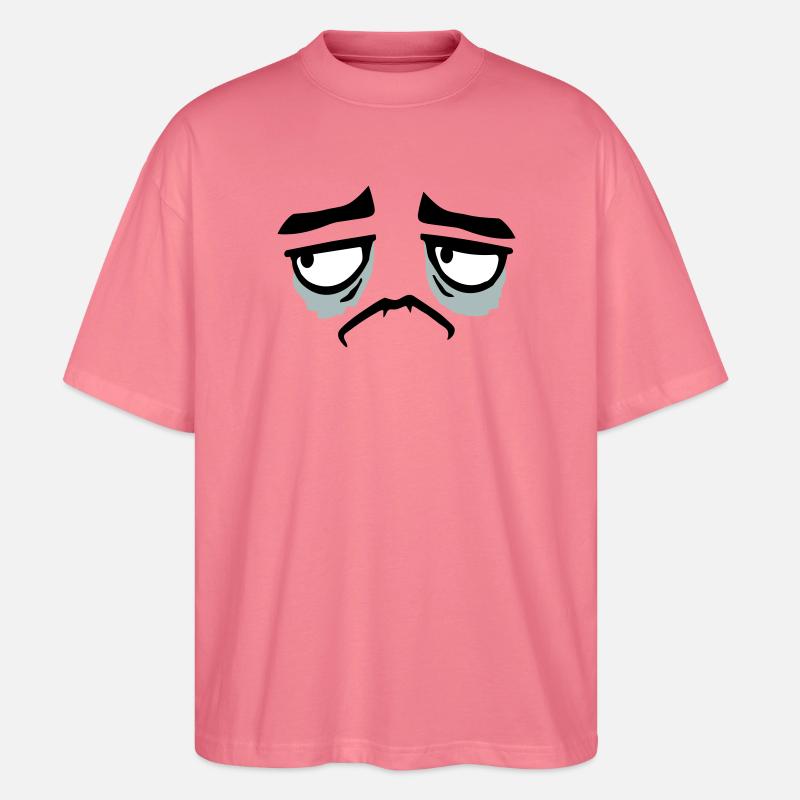 Grumpy sad disappointed face funny - Stanley/Stella Oversized Unisex Organic T-shirt Blaster 2.0 - pink joy