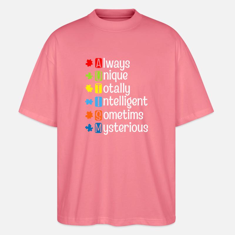 Autism Puzzle Pride: Unique Minds - Stanley/Stella Oversized Unisex Organic T-shirt Blaster 2.0 - pink joy
