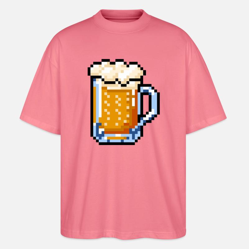 Bierglas Pixel Art – Retro Bier Design - Stanley/Stella Oversized Unisex Bio T-Shirt Blaster 2.0 - Pink 