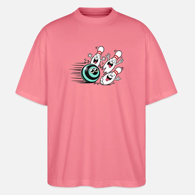 Lebendige Bowlingball mit frechen Pins - Stanley/Stella Oversized Unisex Bio T-Shirt Blaster 2.0 - Pink 