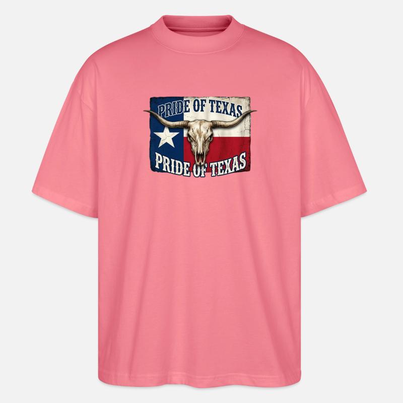 Texas Pride Hörner-Schädel - Stanley/Stella Oversized Unisex Bio T-Shirt Blaster 2.0 - Pink