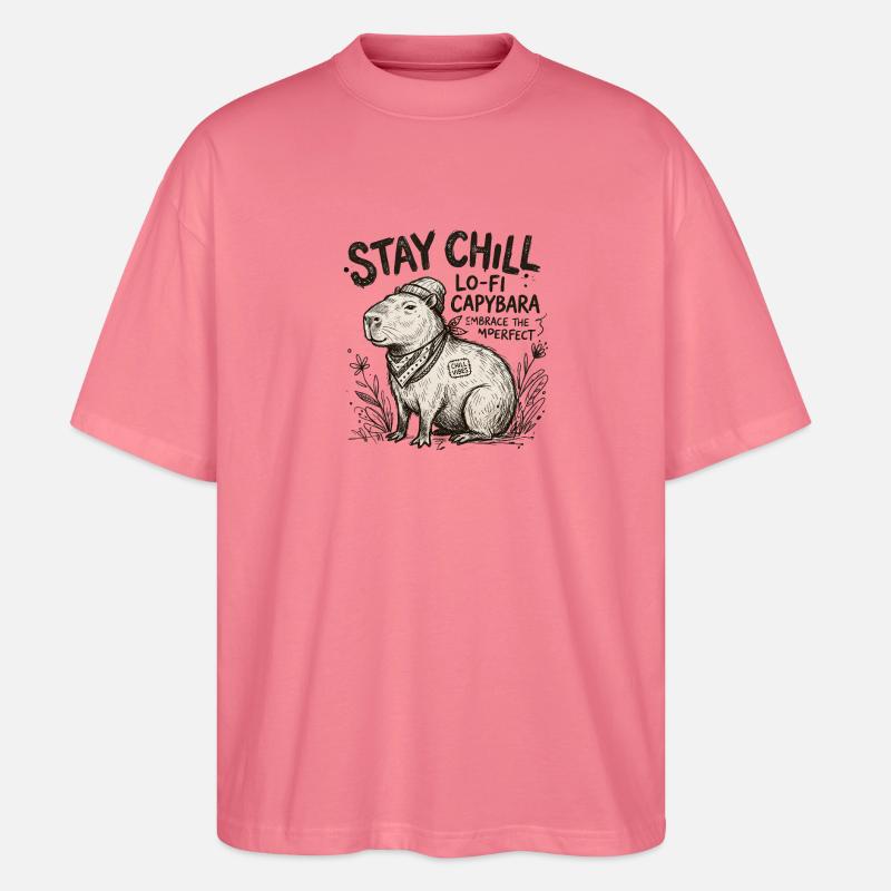 Œuvres LoFi de Capybara Chill - T-shirt bio Blaster 2.0 coupe oversize Stanley/Stella Unisexe - rose 