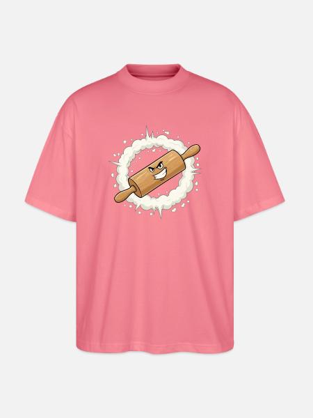 Angry Rolling Pin Cartoon - Stanley/Stella Oversized Unisex Organic T-shirt Blaster 2.0 - pink joy 