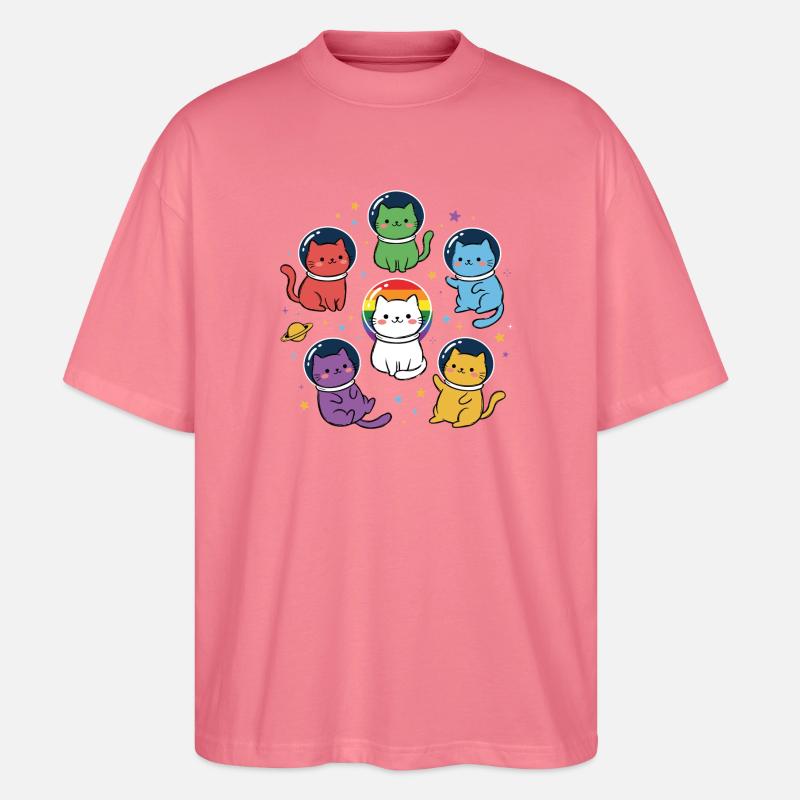 Pride-Monat LGBT – Rainbow Space Cats - Stanley/Stella Oversized Unisex Bio T-Shirt Blaster 2.0 - Pink