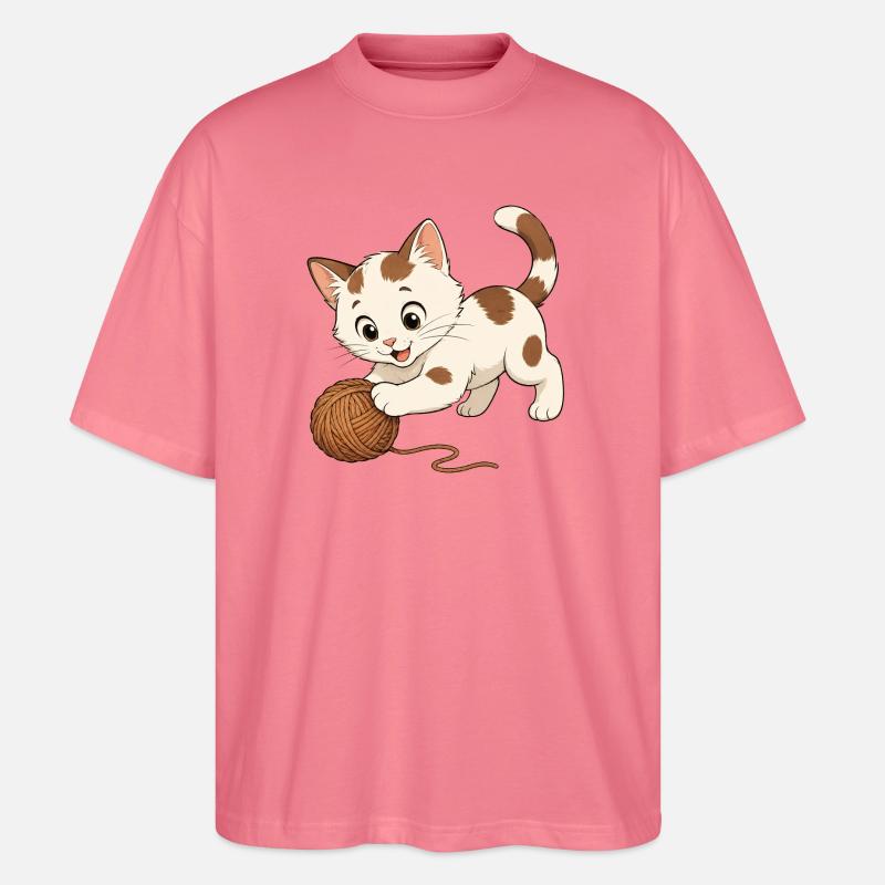 Kitten plays - Stanley/Stella Oversized Unisex Organic T-shirt Blaster 2.0 - pink joy 