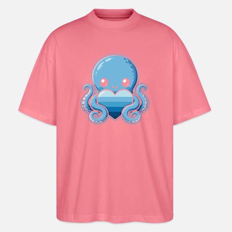 Blauer Herz-Octopus - Stanley/Stella Oversized Unisex Bio T-Shirt Blaster 2.0 - Pink 