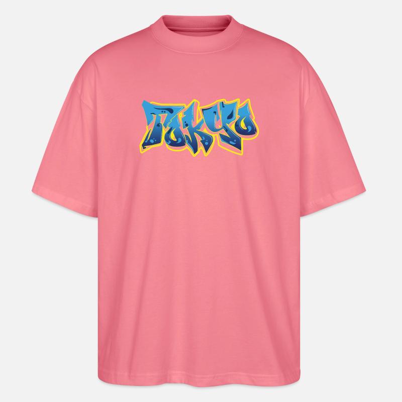 Cool Graffiti Tokyo Blue - Stanley/Stella Oversized Unisex Bio T-Shirt Blaster 2.0 - Pink 