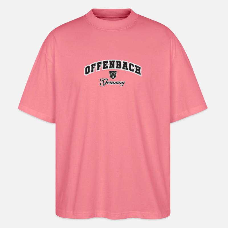 Offenbach Germany Crest Typography - Stanley/Stella Oversized Unisex Bio T-Shirt Blaster 2.0 - Pink 