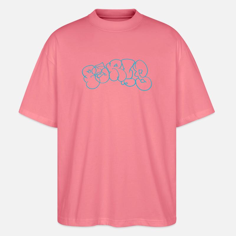 Blaues Bubble-Graffiti Muster im Paris Style - Stanley/Stella Oversized Unisex Bio T-Shirt Blaster 2.0 - Pink 