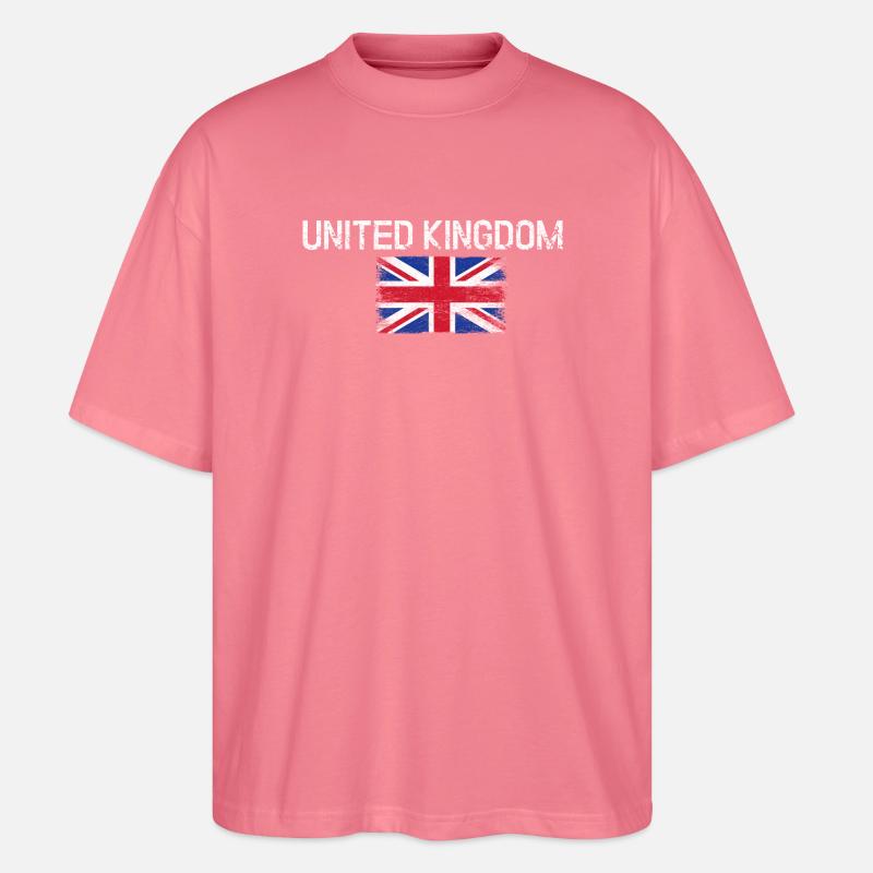Impression du drapeau vieilli du Royaume-Uni - T-shirt bio Blaster 2.0 coupe oversize Stanley/Stella Unisexe - rose