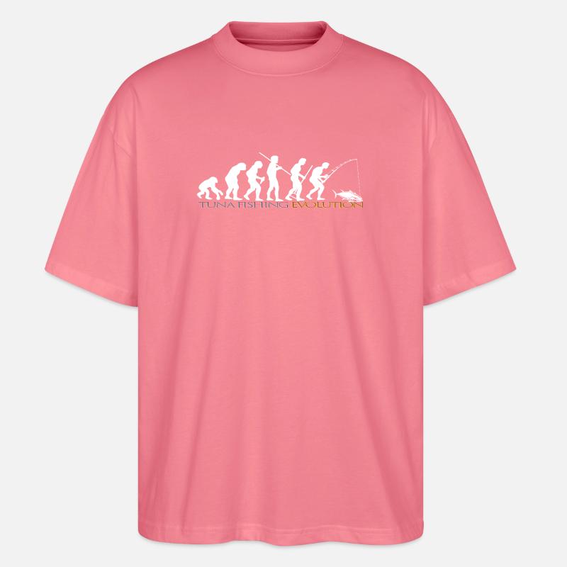 FISHING EVOLUTION (white version) - Stanley/Stella Oversized Unisex Organic T-shirt Blaster 2.0 - pink joy 
