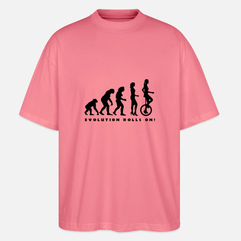 evolution_einradfahrerin_1c_b - Stanley/Stella Oversized Unisex Bio T-Shirt Blaster 2.0 - Pink 