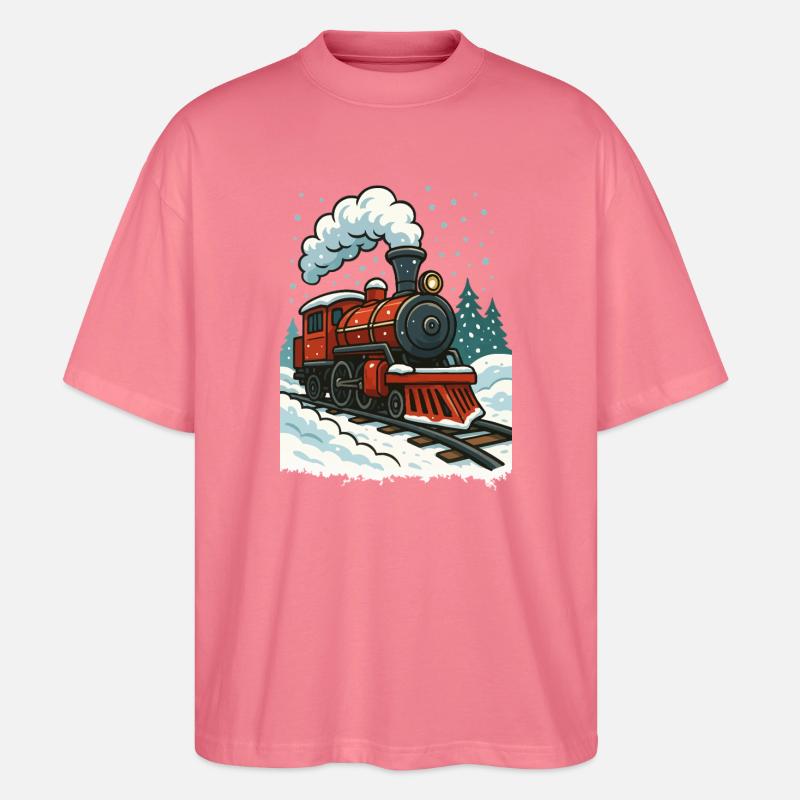Winterliche Dampflok Comic - Stanley/Stella Oversized Unisex Bio T-Shirt Blaster 2.0 - Pink 